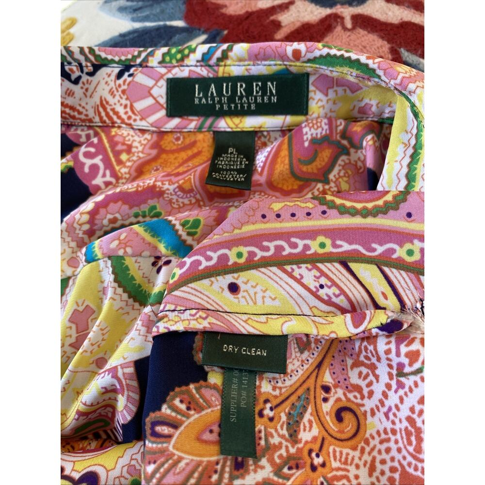 Lauren Ralph LP Colorful Paisley Pattern Long Sleeve Popover Old Money Classic - Picture 7 of 11